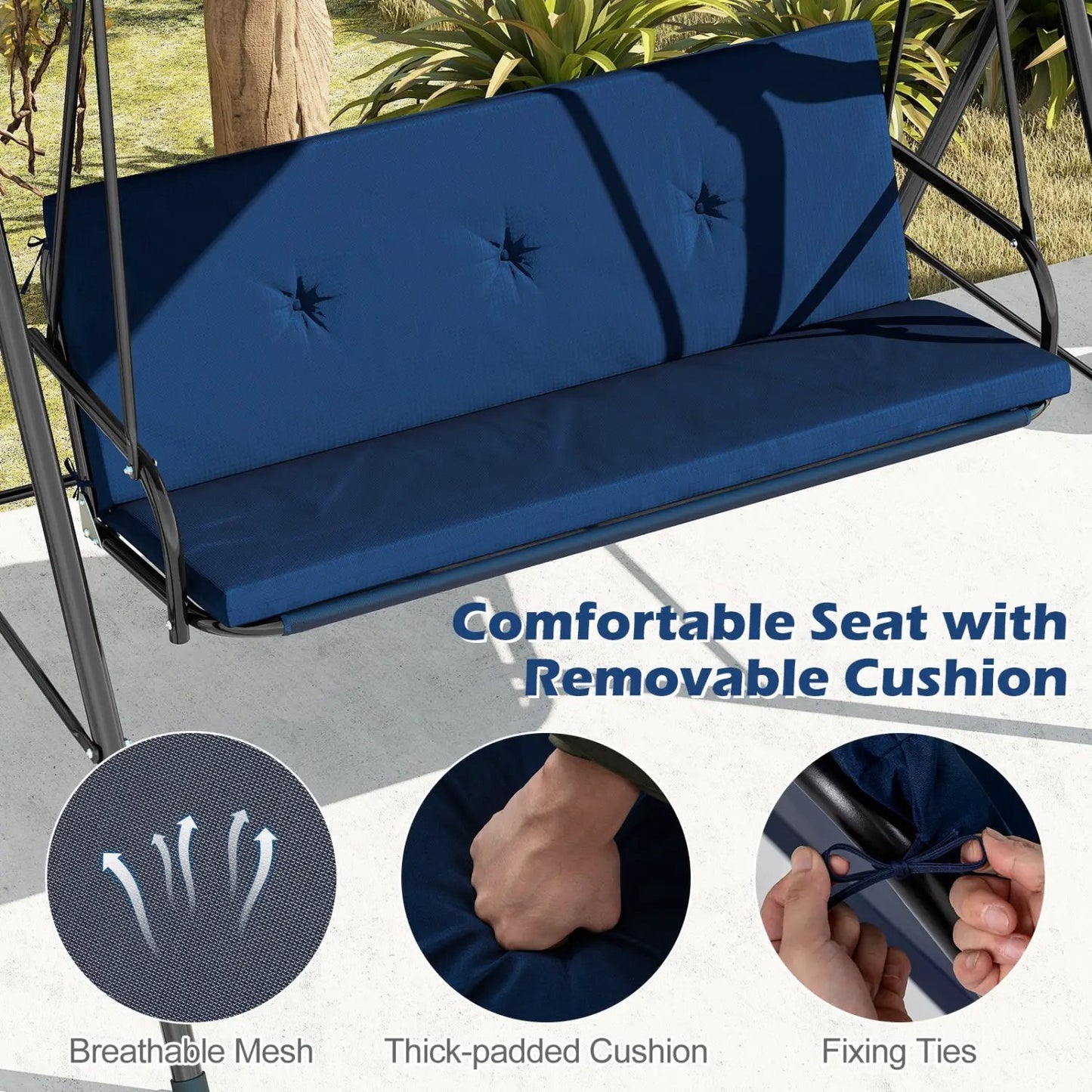 Two Person Patio Swing Chair with Canopy