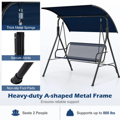 Two Person Patio Swing Chair with Canopy
