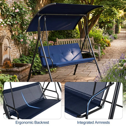 Two Person Patio Swing Chair with Canopy