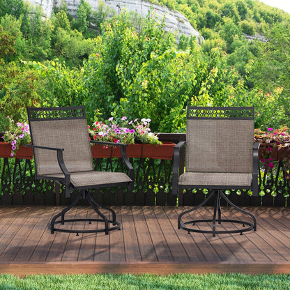 Patio Swivel Dining Chairs Set of 2 with Heavy-duty Metal Frame and Armrests