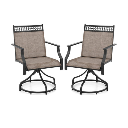 Patio Swivel Dining Chairs Set of 2 with Heavy-duty Metal Frame and Armrests