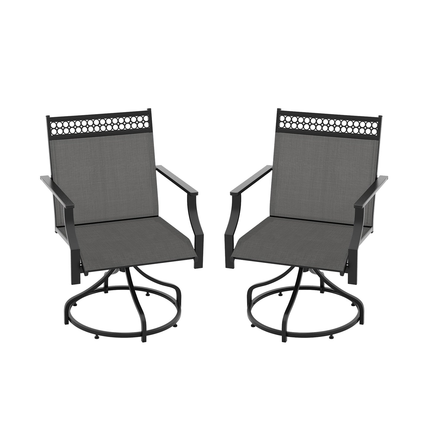 Patio Swivel Dining Chairs Set of 2 with Heavy-duty Metal Frame and Armrests