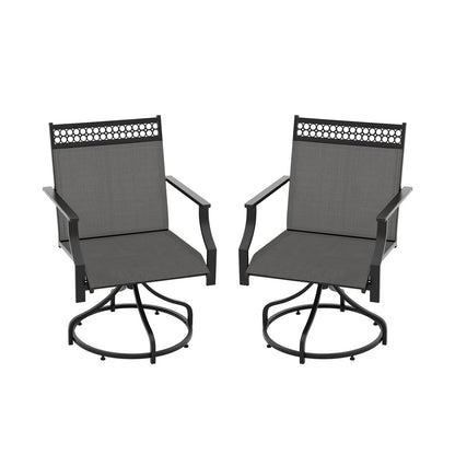 Patio Swivel Dining Chairs Set of 2 with Heavy-duty Metal Frame and Armrests