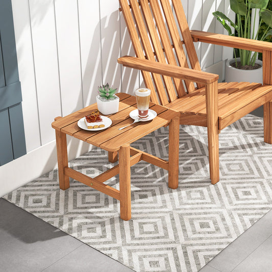 Patio Teak Wood Side Table with Slatted Tabletop for Yard - Tampa Home & Garden Store