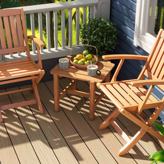 Patio Teak Wood Side Table with Slatted Tabletop for Yard - Tampa Home & Garden Store