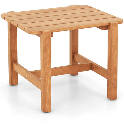Mesa auxiliar de teca para patio con tablero de listones para jardín