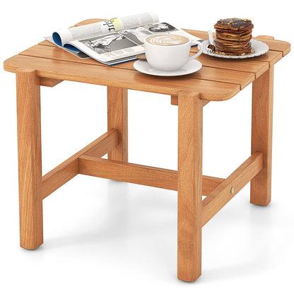 Mesa auxiliar de teca para patio con tablero de listones para jardín