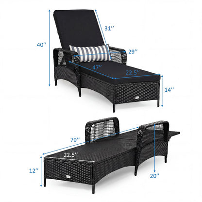 DirectDeals patio wicker chaise lounge chair with adjustable backrest and black cushion on Tampa Home & Garden Store