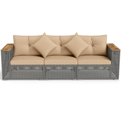 Patio wicker sectional set with 1 armless 2 corner sofas, beige cushions DirectDeals on Tampa Home & Garden Store
