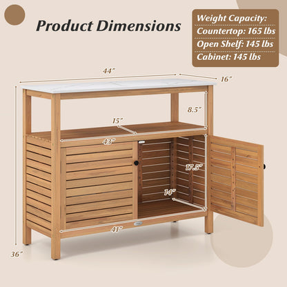 Patio Wood Storage Cabinet Outdoor Acacia Wood Buffet Cabinet