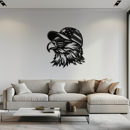 Patriotic Eagle Silhouette Metal Wall Art – Black Steel American Pride Decor- KAF493 - Tampa Home & Garden Store