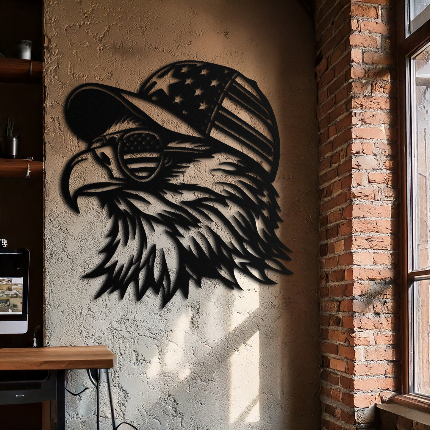 Patriotic Eagle Silhouette Metal Wall Art – Black Steel American Pride Decor- KAF493 - Tampa Home & Garden Store