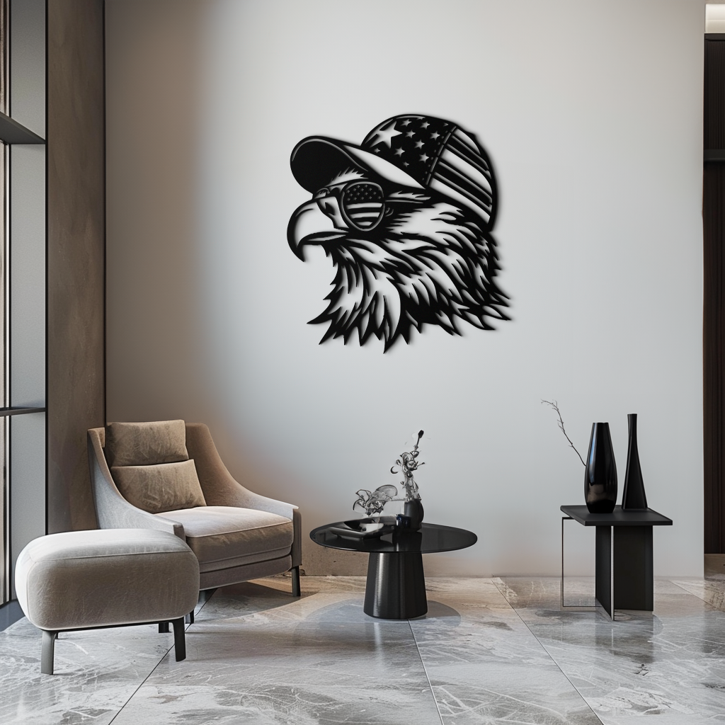 Patriotic Eagle Silhouette Metal Wall Art – Black Steel American Pride Decor- KAF493 - Tampa Home & Garden Store