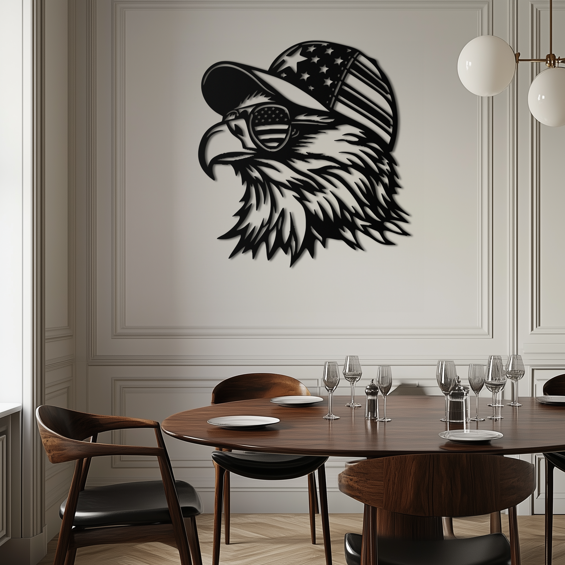 Patriotic Eagle Silhouette Metal Wall Art – Black Steel American Pride Decor- KAF493 - Tampa Home & Garden Store