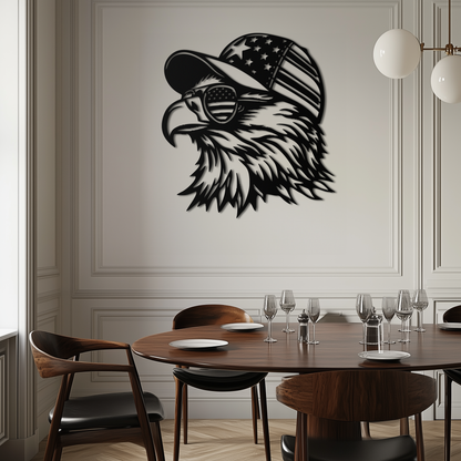 Patriotic Eagle Silhouette Metal Wall Art – Black Steel American Pride Decor- KAF493 - Tampa Home & Garden Store