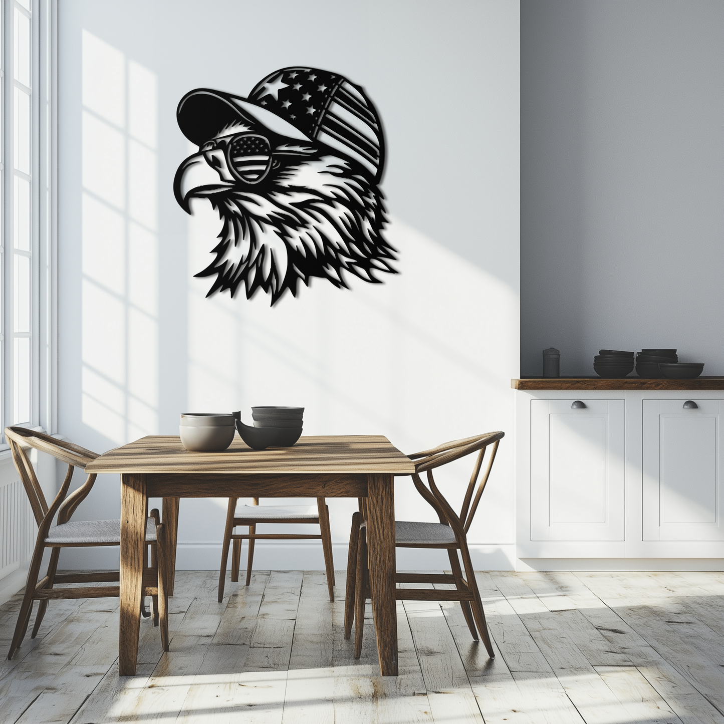Patriotic Eagle Silhouette Metal Wall Art – Black Steel American Pride Decor- KAF493 - Tampa Home & Garden Store