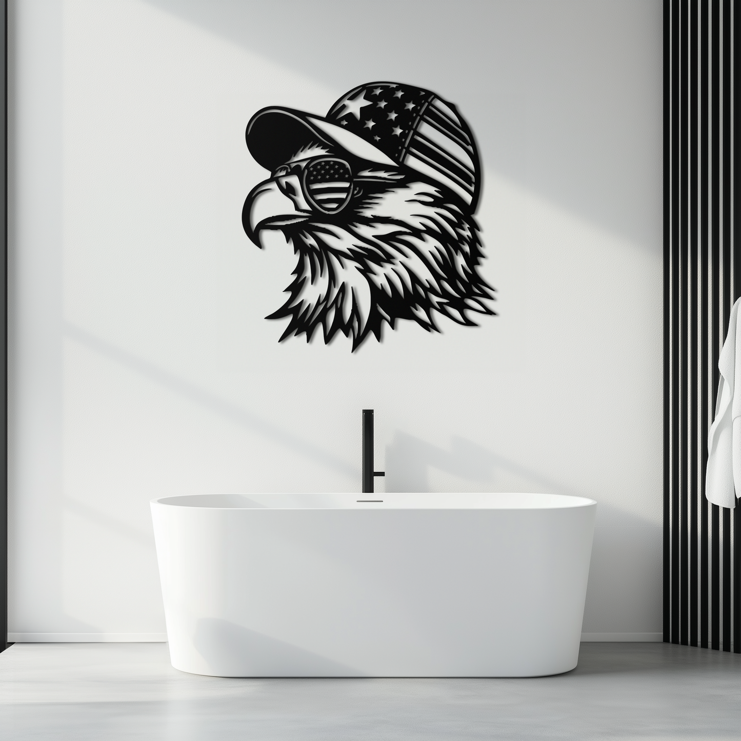 Patriotic Eagle Silhouette Metal Wall Art – Black Steel American Pride Decor- KAF493 - Tampa Home & Garden Store