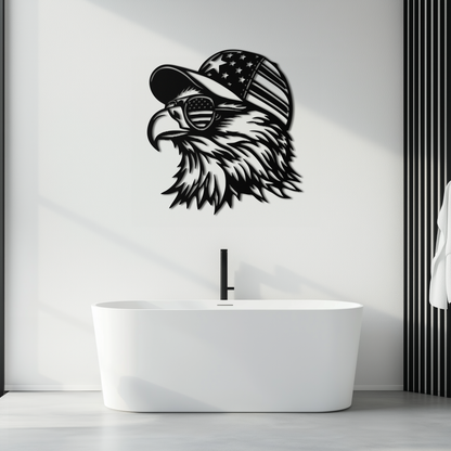 Patriotic Eagle Silhouette Metal Wall Art – Black Steel American Pride Decor- KAF493 - Tampa Home & Garden Store