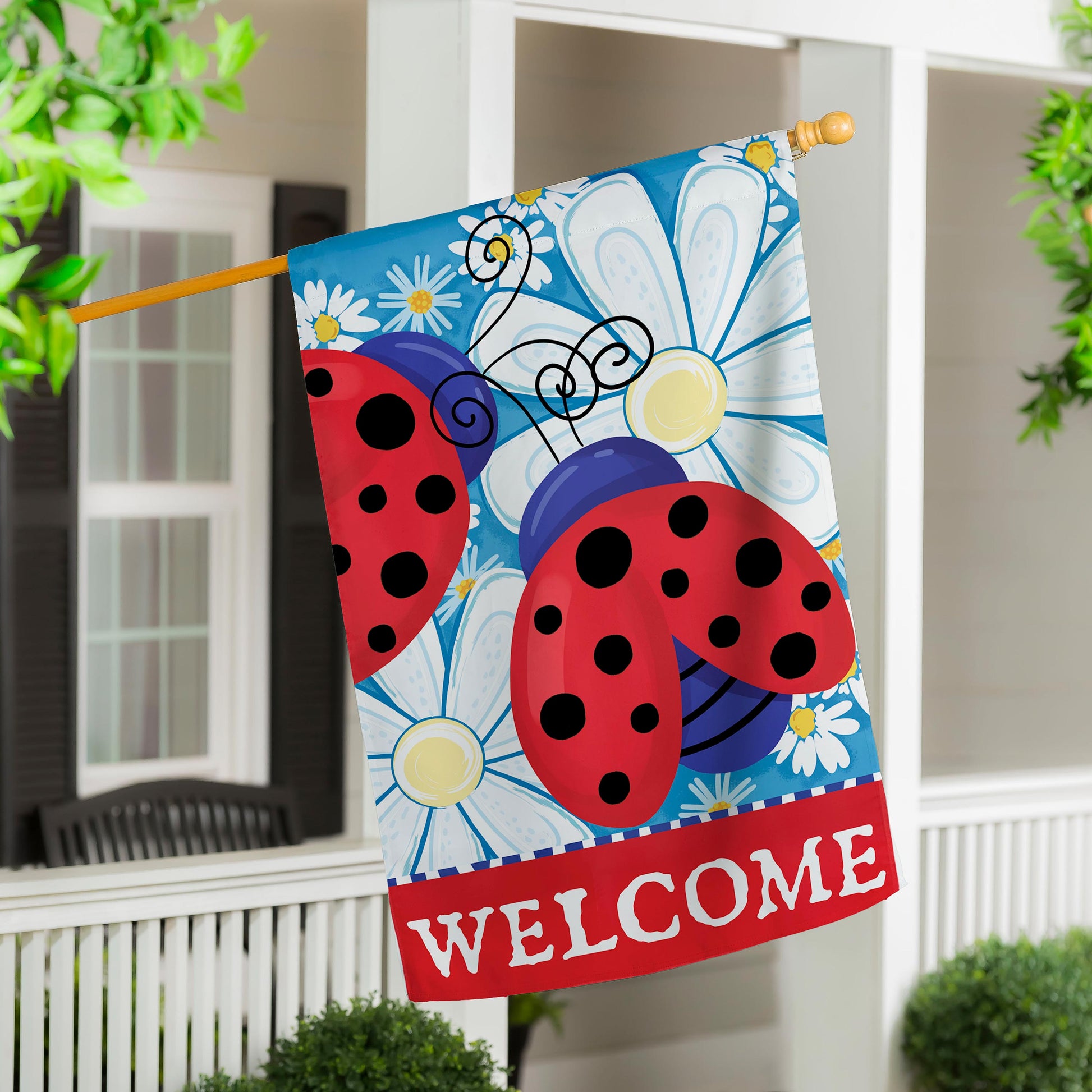 Patriotic Ladybugs Applique House Flag - Tampa Home & Garden Store