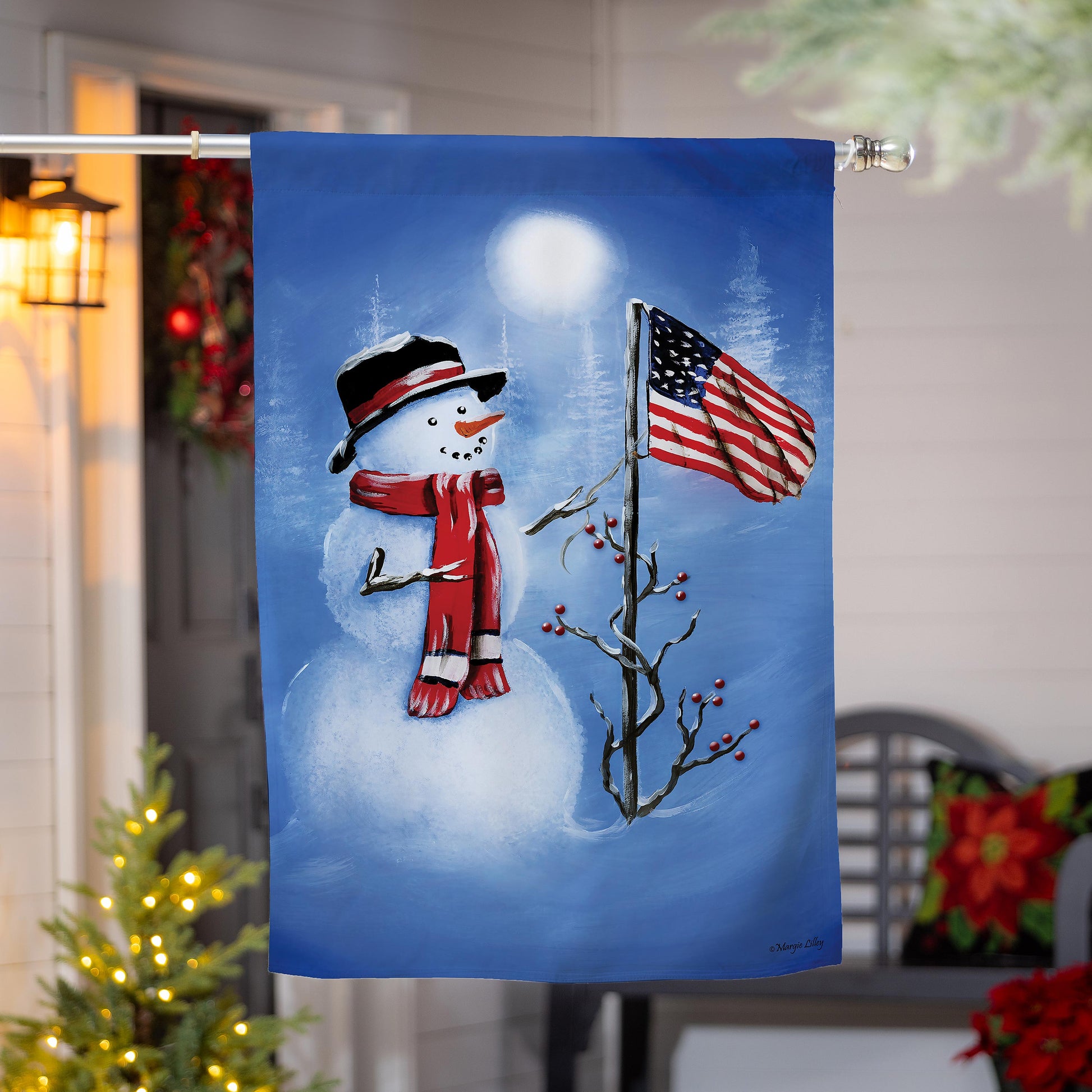 Patriotic Snowman Suede House Flag - Tampa Home & Garden Store