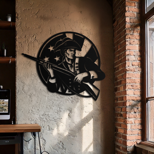 Patriotic Soldier Silhouette Metal Wall Art – Black Steel Military Home Decor- KAF508 - Tampa Home & Garden Store