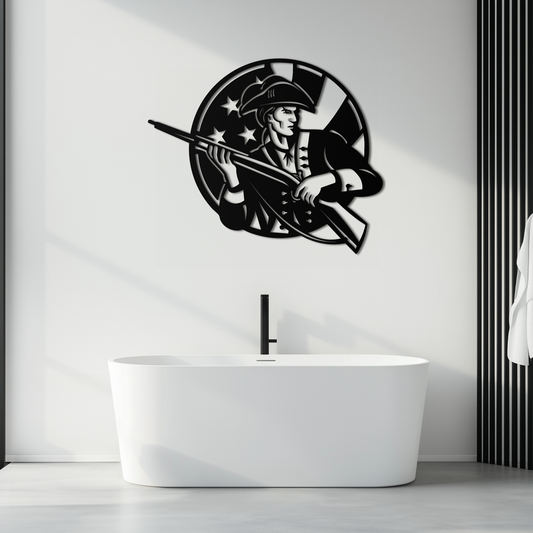 Patriotic Soldier Silhouette Metal Wall Art – Black Steel Military Home Decor- KAF508 - Tampa Home & Garden Store