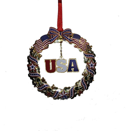 Patriotic Wreath Brass Ornament - Tampa Home & Garden Store