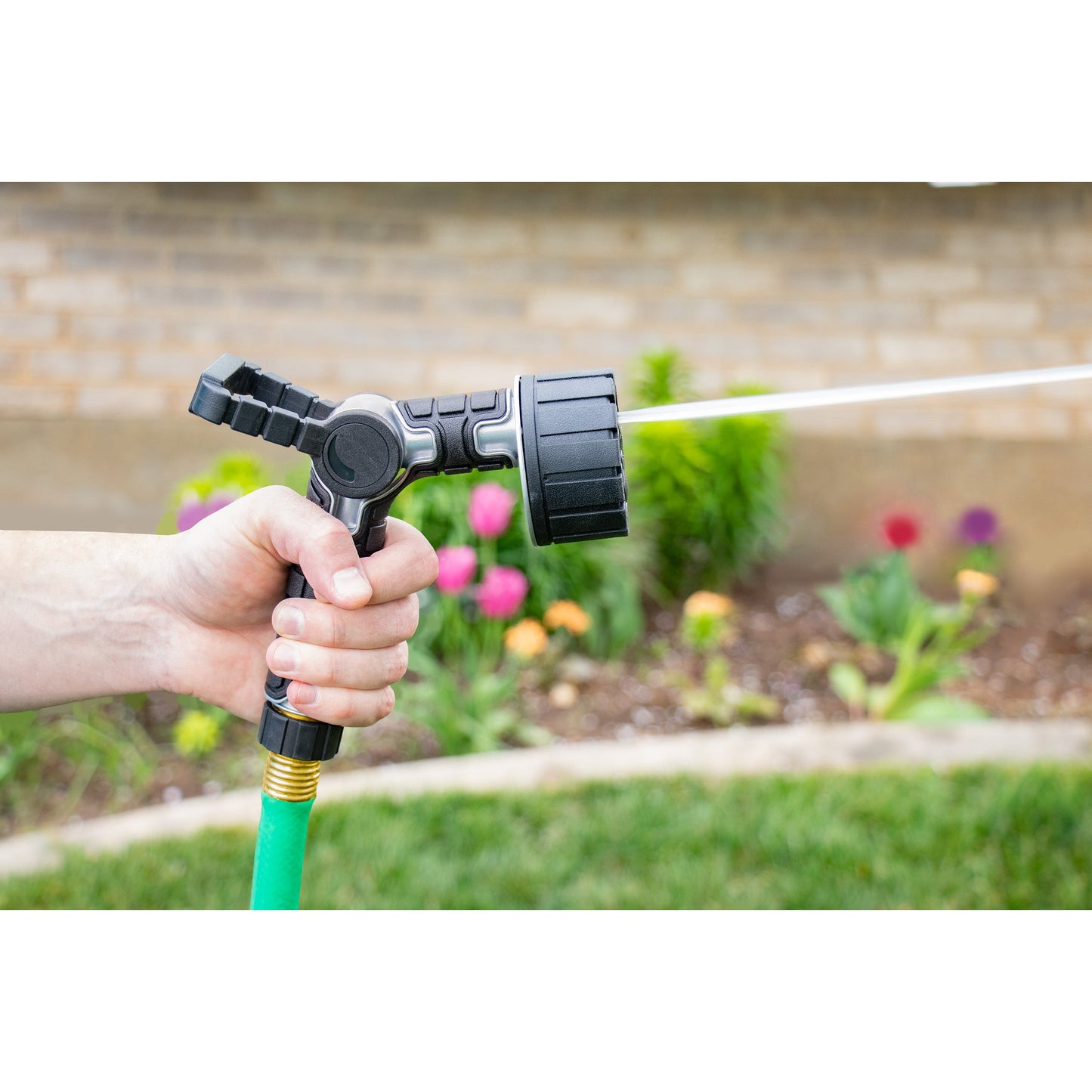 Hose end nozzle Orbit Irrigation, 6-pattern oversize with firehose handle and swivel, black body on Tampa Home & Garden Store