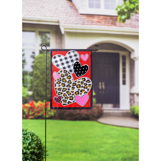 Patterned Hearts Garden Burlap Flag - Tampa Home & Garden Store