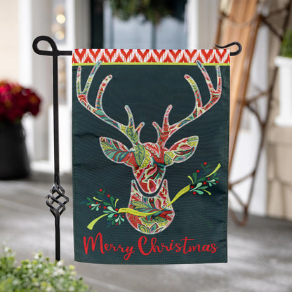 Patterned Reindeer Applique Garden Flag - Tampa Home & Garden Store