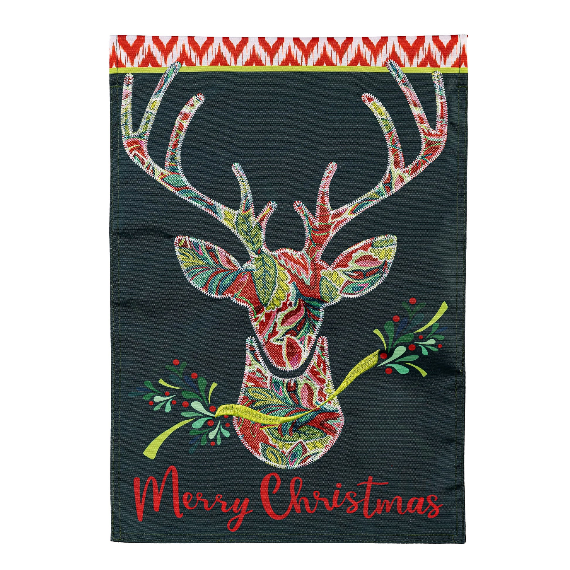 Patterned Reindeer Applique Garden Flag - Tampa Home & Garden Store