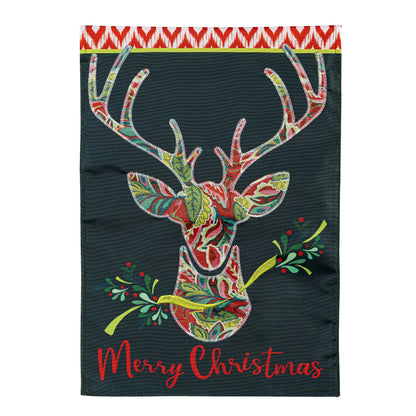 Patterned Reindeer Applique Garden Flag - Tampa Home & Garden Store