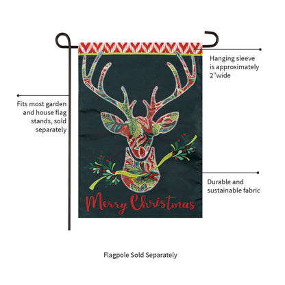 Patterned Reindeer Applique Garden Flag - Tampa Home & Garden Store