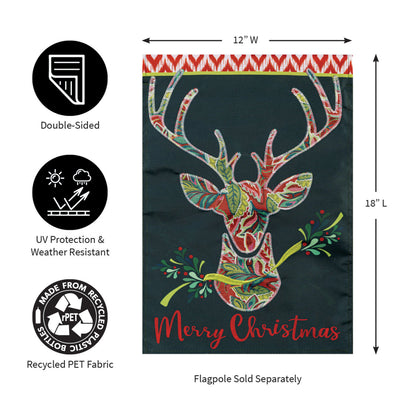 Patterned Reindeer Applique Garden Flag - Tampa Home & Garden Store
