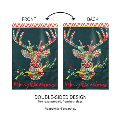 Patterned Reindeer Applique House Flag - Tampa Home & Garden Store