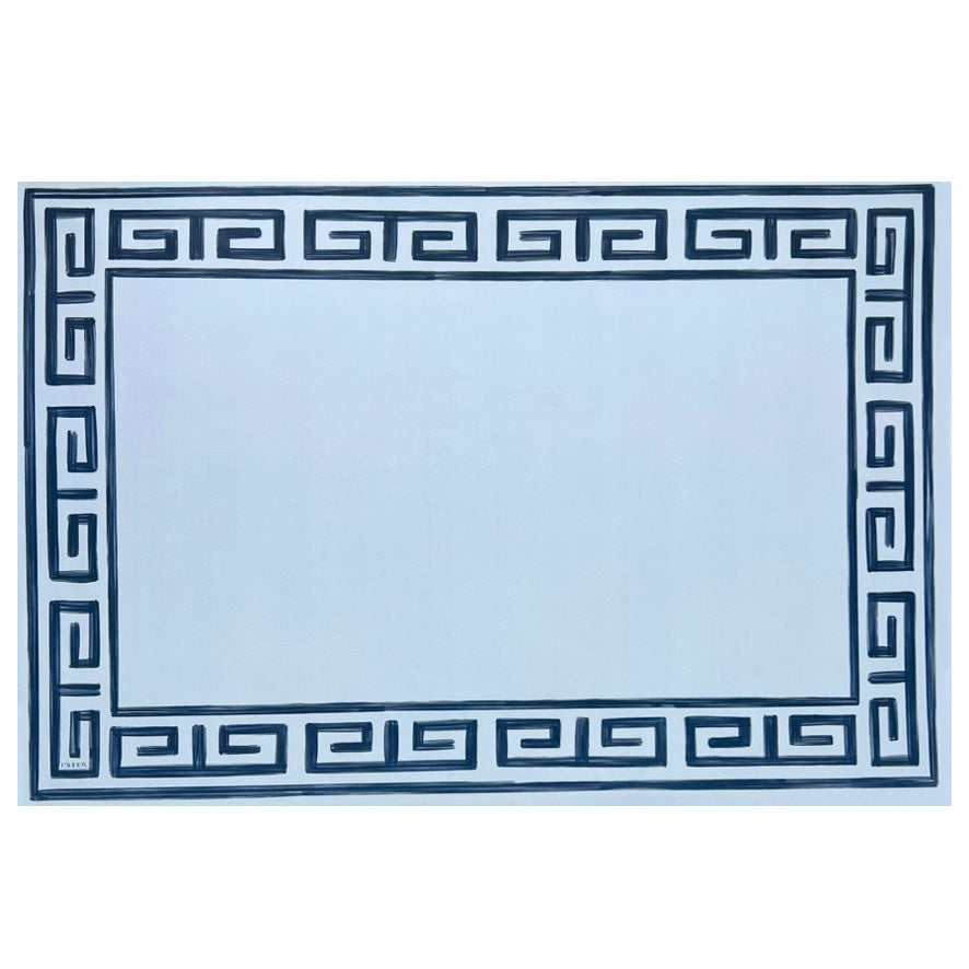 Pavilion Sky and Navy Greek Key Paper Placemat Pad - Tampa Home & Garden Store