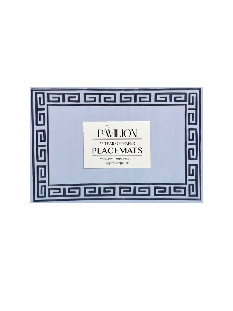 Pavilion Sky and Navy Greek Key Paper Placemat Pad - Tampa Home & Garden Store