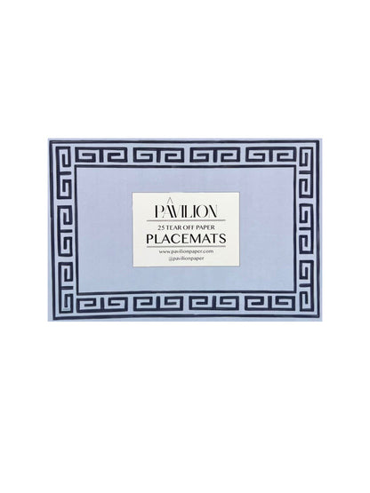 Pavilion Sky and Navy Greek Key Paper Placemat Pad - Tampa Home & Garden Store