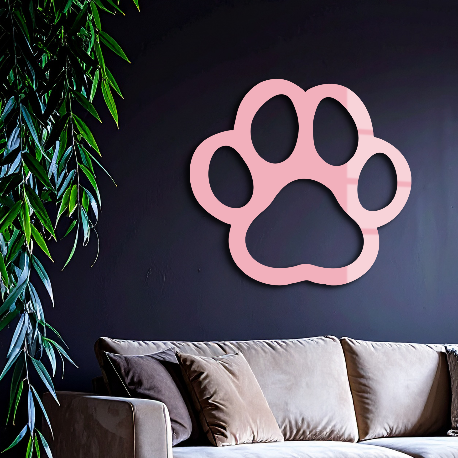Paw Print Silhouette Metal Wall Art – Minimal Pet Lover Home Decor - KAFGP064 - Tampa Home & Garden Store
