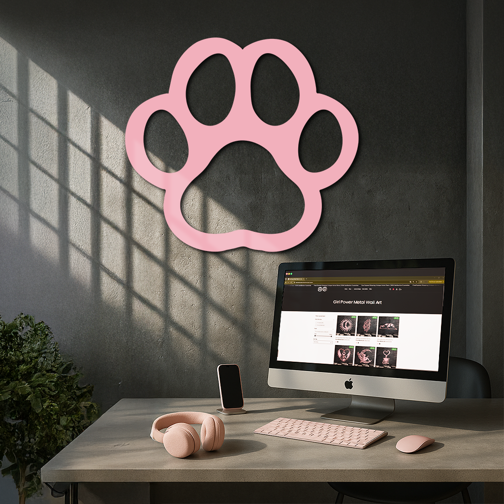 Paw Print Silhouette Metal Wall Art – Minimal Pet Lover Home Decor - KAFGP064 - Tampa Home & Garden Store