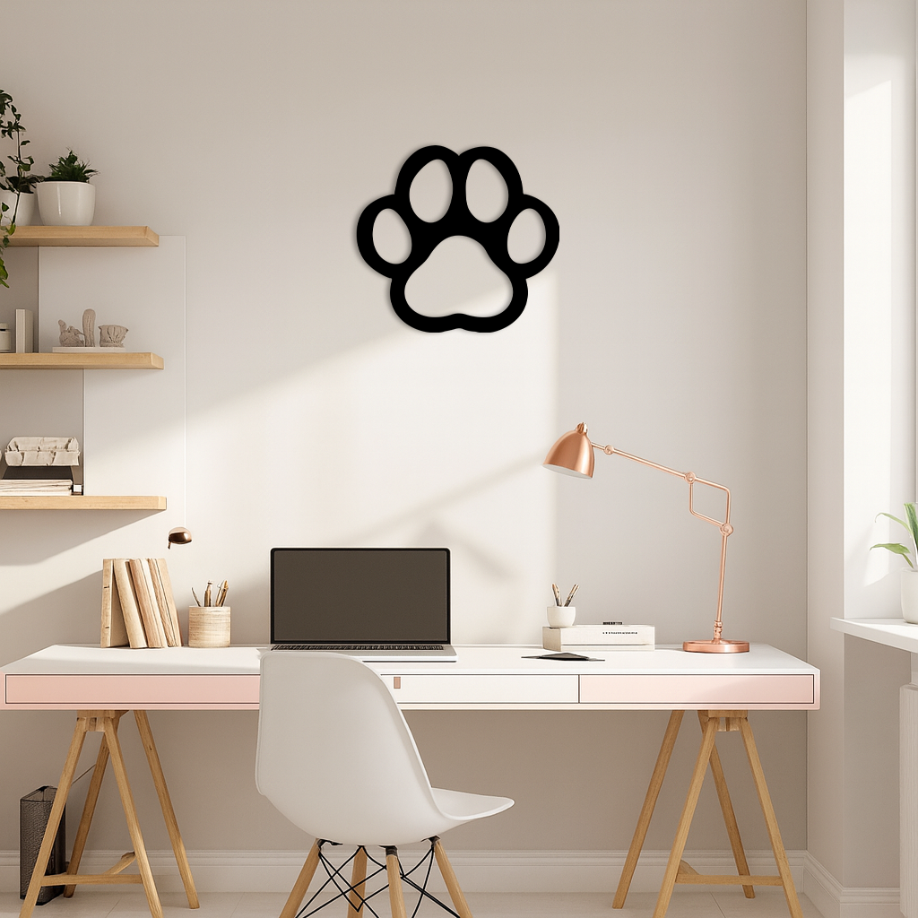 Paw Print Silhouette Metal Wall Art – Minimal Pet Lover Home Decor - KAFGP064 - Tampa Home & Garden Store