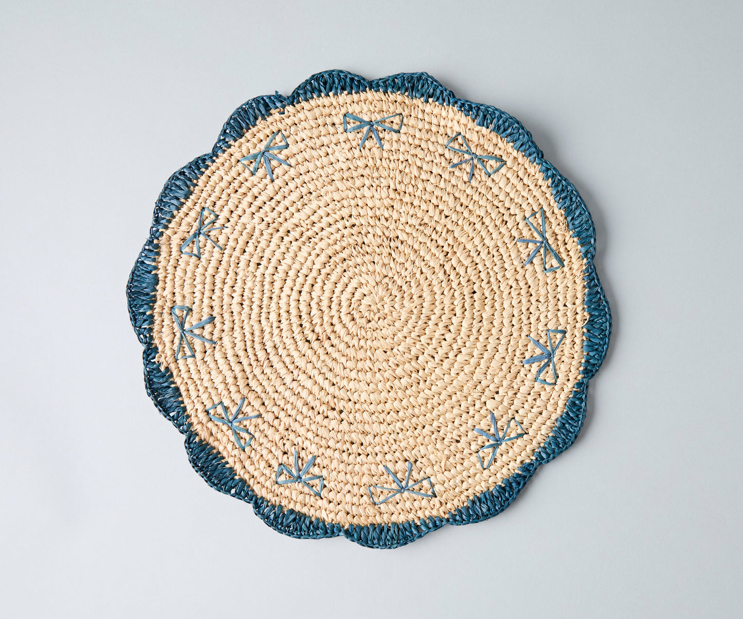 Payton James Handwoven Bow Placemats – Hand-Crocheted Raffia Palm Placemats – Unique Kitchen & Dining Table Decor – Handmade Tableware - Tampa Home & Garden Store