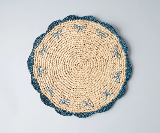 Payton James Handwoven Bow Placemats – Hand-Crocheted Raffia Palm Placemats – Unique Kitchen & Dining Table Decor – Handmade Tableware - Tampa Home & Garden Store