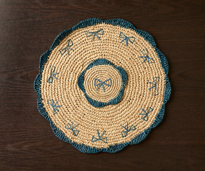 Payton James Handwoven Bow Placemats – Hand-Crocheted Raffia Palm Placemats – Unique Kitchen & Dining Table Decor – Handmade Tableware - Tampa Home & Garden Store