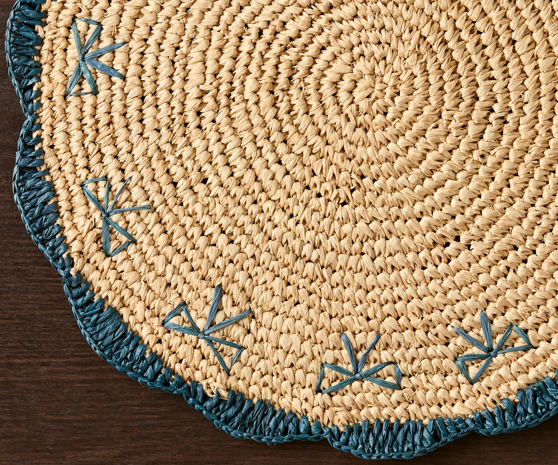 Payton James Handwoven Bow Placemats – Hand-Crocheted Raffia Palm Placemats – Unique Kitchen & Dining Table Decor – Handmade Tableware - Tampa Home & Garden Store