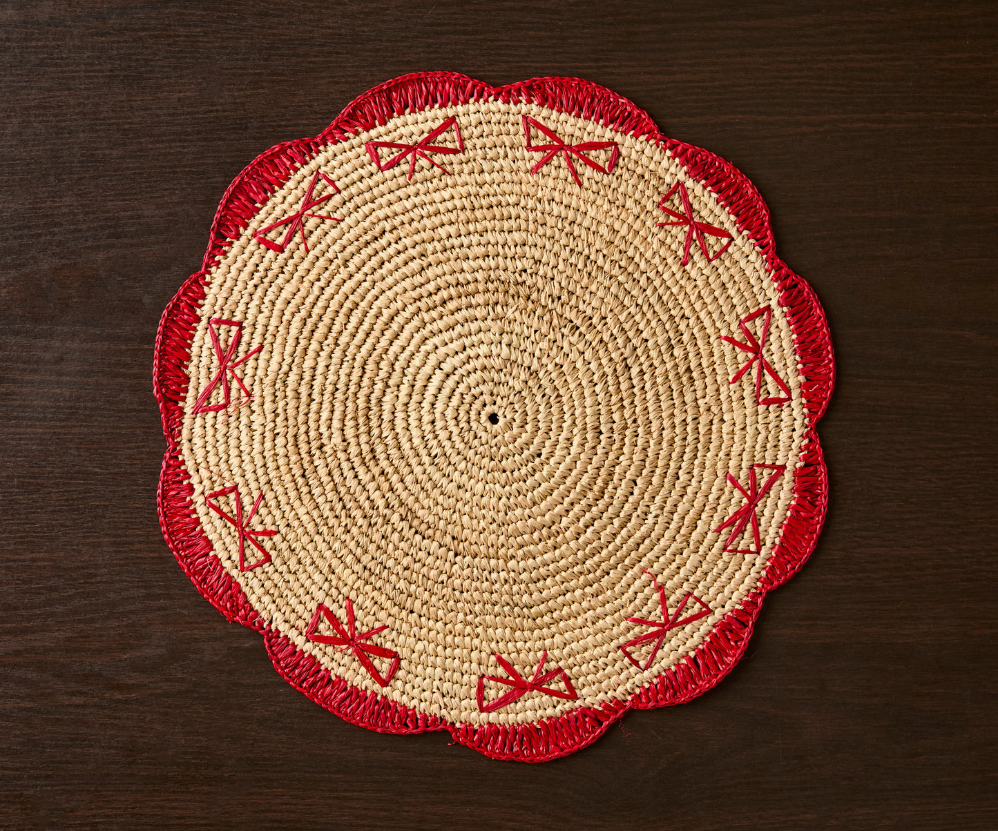Payton James Handwoven Bow Placemats – Hand-Crocheted Raffia Palm Placemats – Unique Kitchen & Dining Table Decor – Handmade Tableware - Tampa Home & Garden Store