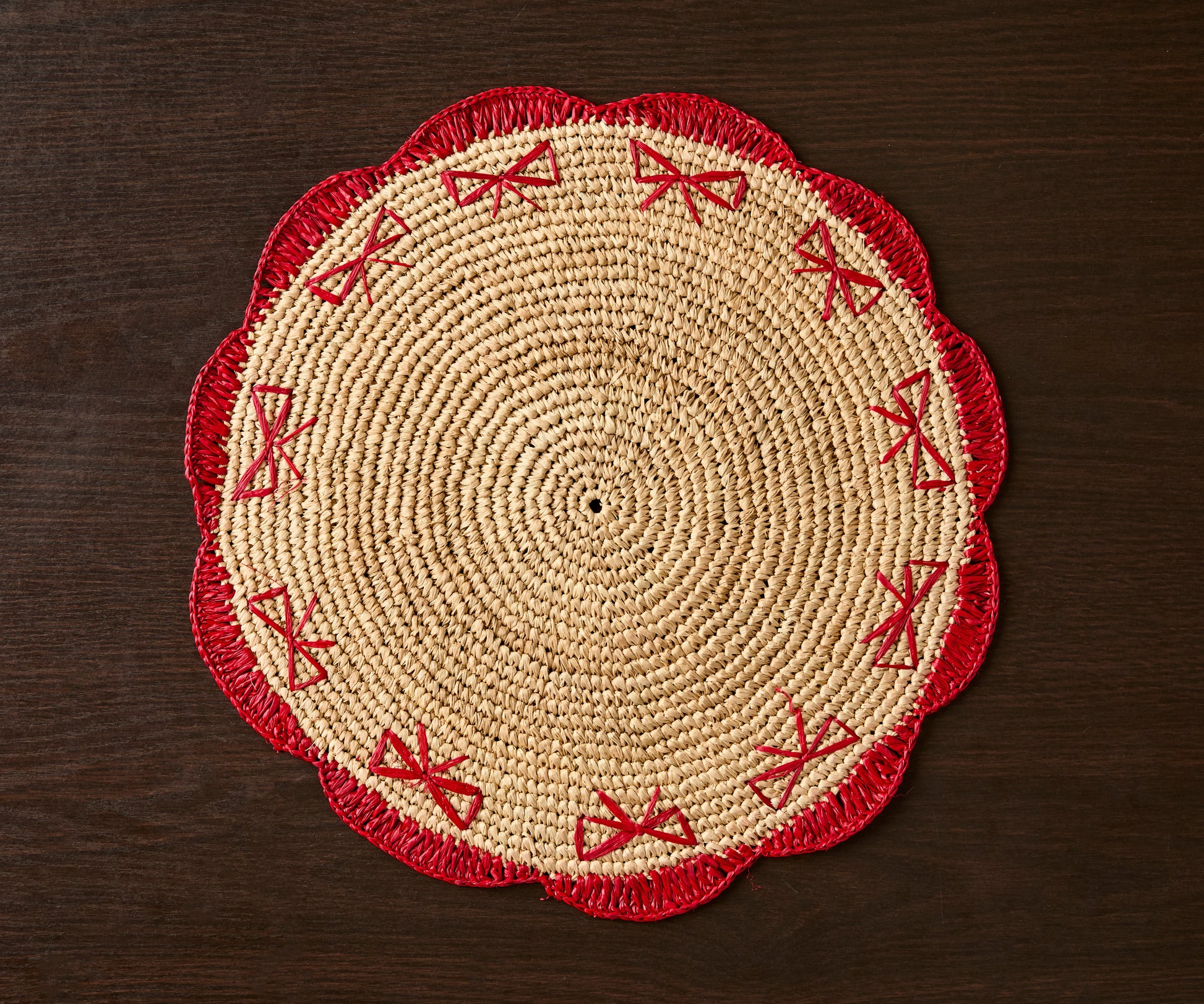 Payton James Handwoven Bow Placemats – Hand-Crocheted Raffia Palm Placemats – Unique Kitchen & Dining Table Decor – Handmade Tableware - Tampa Home & Garden Store