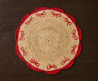 Payton James Handwoven Bow Placemats – Hand-Crocheted Raffia Palm Placemats – Unique Kitchen & Dining Table Decor – Handmade Tableware - Tampa Home & Garden Store