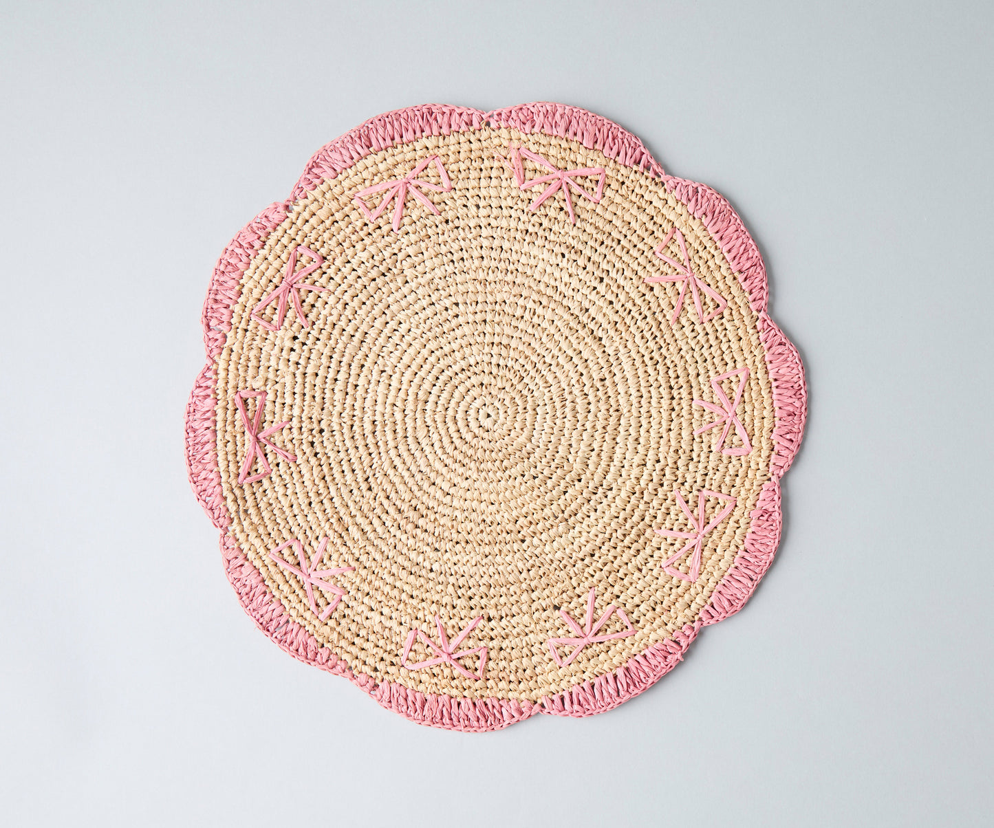 Payton James Handwoven Bow Placemats – Hand-Crocheted Raffia Palm Placemats – Unique Kitchen & Dining Table Decor – Handmade Tableware - Tampa Home & Garden Store