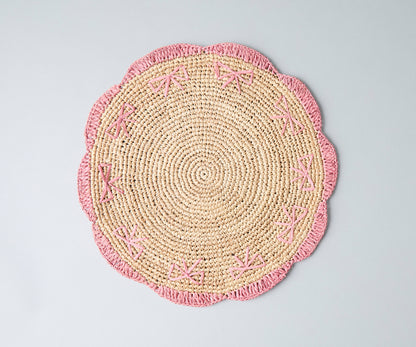 Payton James Handwoven Bow Placemats – Hand-Crocheted Raffia Palm Placemats – Unique Kitchen & Dining Table Decor – Handmade Tableware - Tampa Home & Garden Store